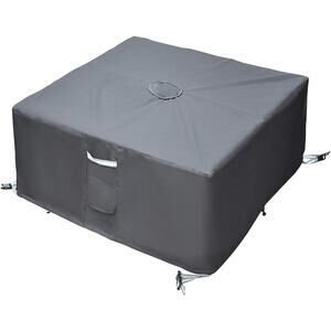 Square Patio Table Cover with Umbrella Hole - 60"L x 60"W x 23"H (COVER SIZE，NOT
